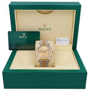 B&P Rolex Datejust 40 126333 41mm Champagne Index Dial Fluted Bezel Jubilee Band